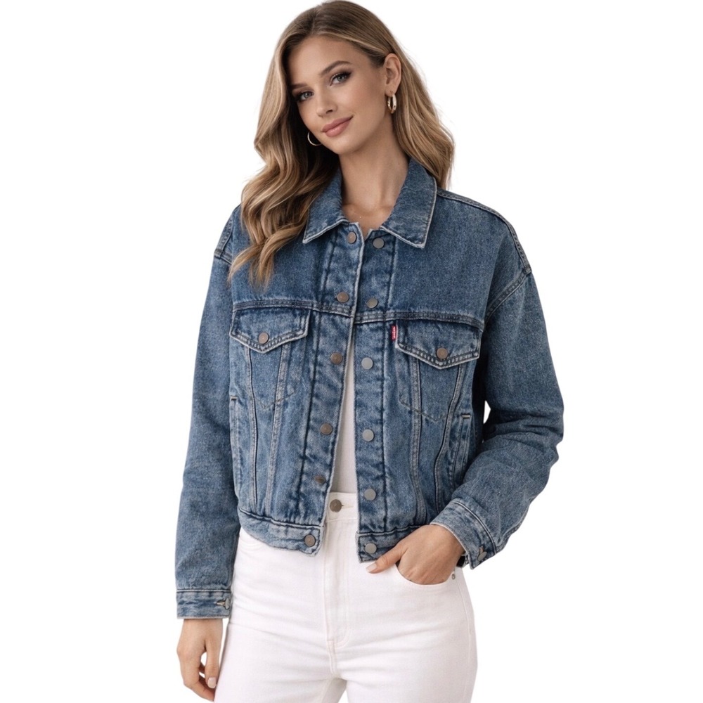 Levi Strauss Co Denim Trucker Jacket Blue Classic Fit Button Front Size M - Picture 1 of 13
